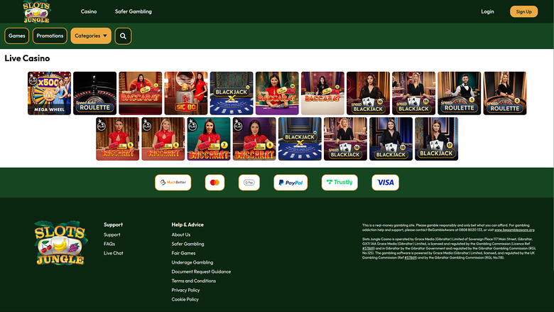 Slots Jungle Casino Desktop-Live-Dealer