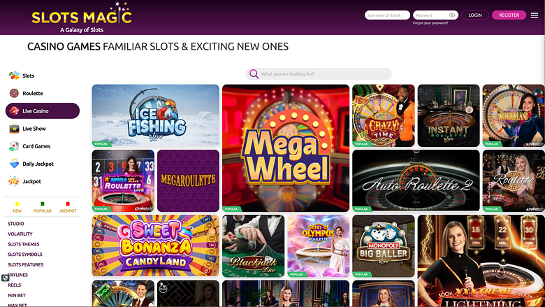 Casino Slots Magic para escritorio con crupier en vivo