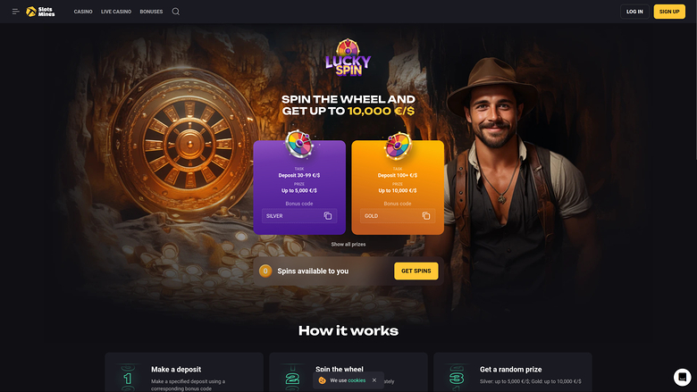 Roue de la chance de la version de bureau de Slotsmines Casino