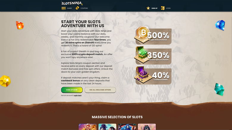 Slots Ninja Casino Desktop Promotions