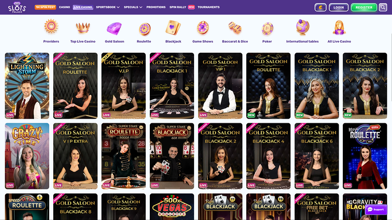 Croupier en direct sur bureau de SlotsPalace Casino