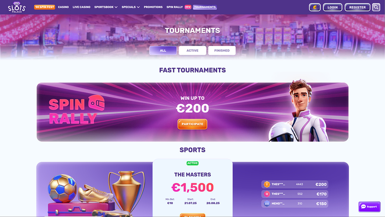 Tournois sur bureau de SlotsPalace Casino