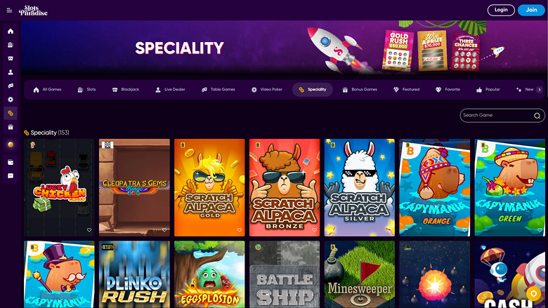 Jeux spécialisés de casino Slots Paradise sur ordinateur