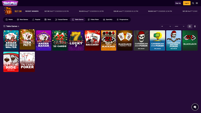 Jeux de table de casino Slots Plus sur ordinateur