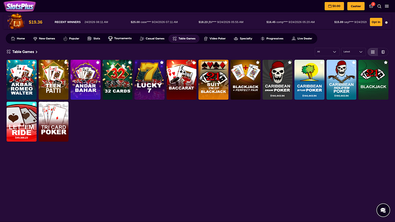 Jeux de table de casino Slots Plus sur ordinateur