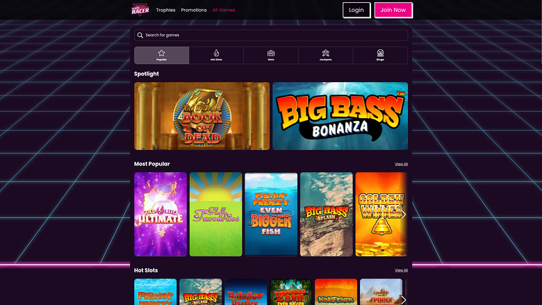 Jeux de bureau de Slots Racer Casino