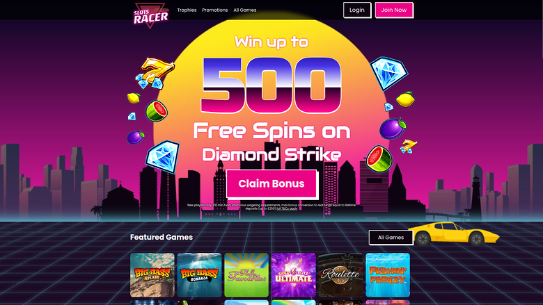 Page d'accueil de bureau de Slots Racer Casino