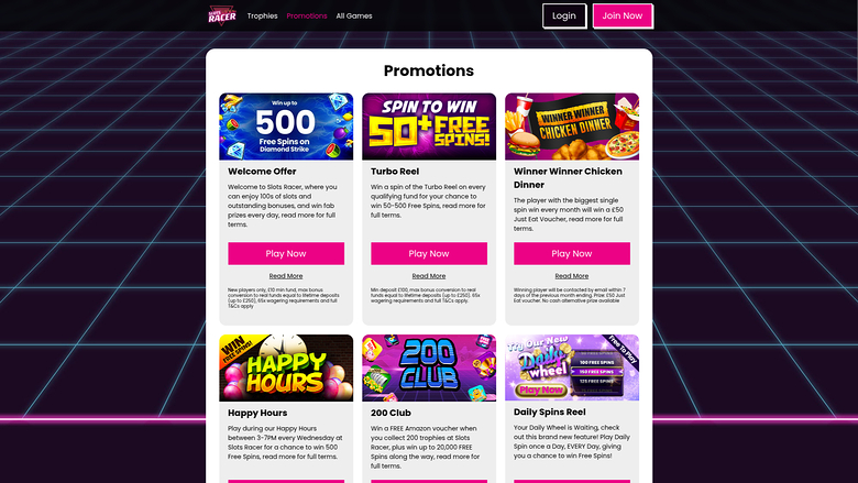 Promotions de bureau de Slots Racer Casino