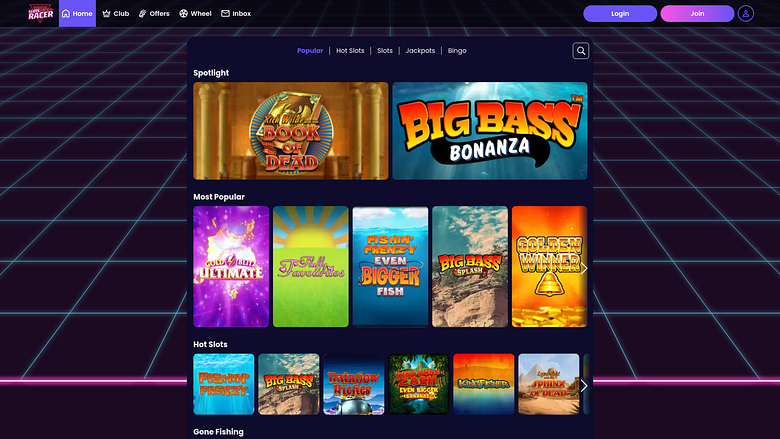 Slots Racer Casino Desktop-Spiele