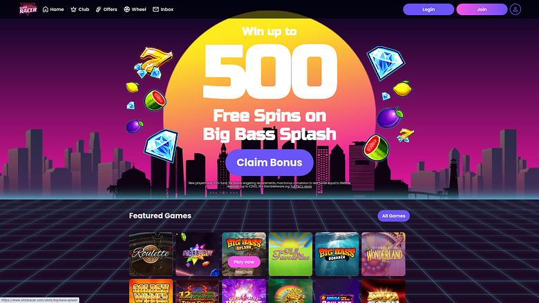 Slots Racer Casino Desktop-Startseite