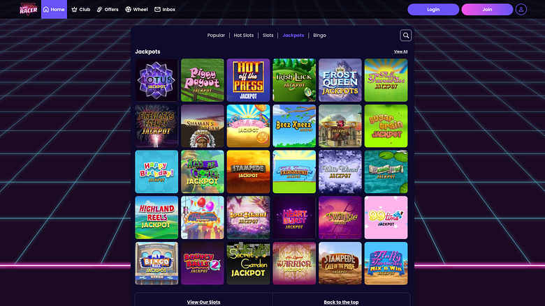 Slots Racer Casino Desktop-Jackpot