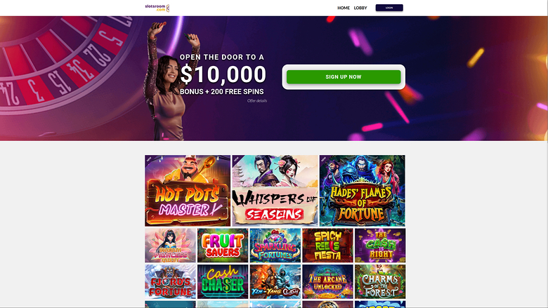 SlotsRoom Casino Desktop Homepage
