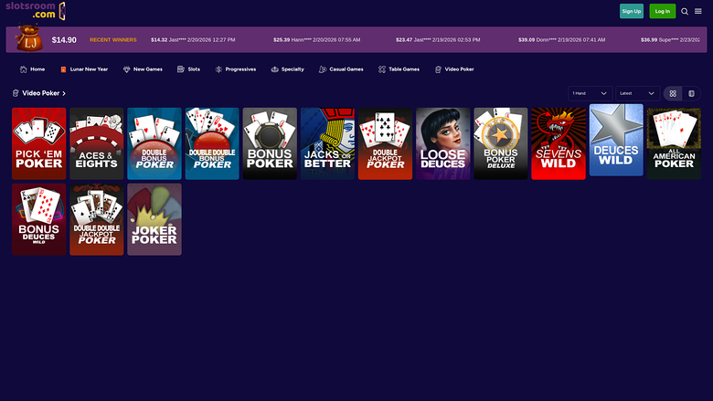 Vidéo poker de bureau du casino SlotsRoom