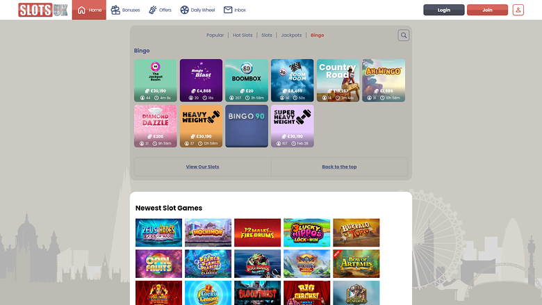 SlotsUK Casino Desktop Bingo