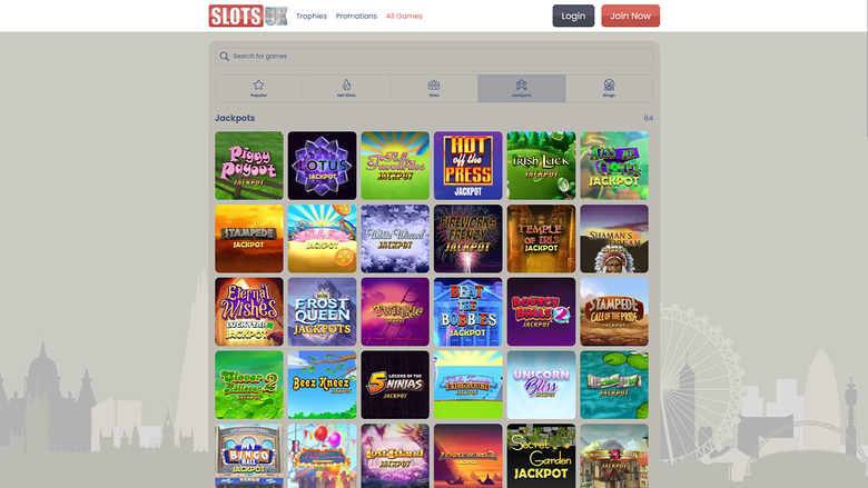 Jackpot sur bureau de SlotsUK Casino