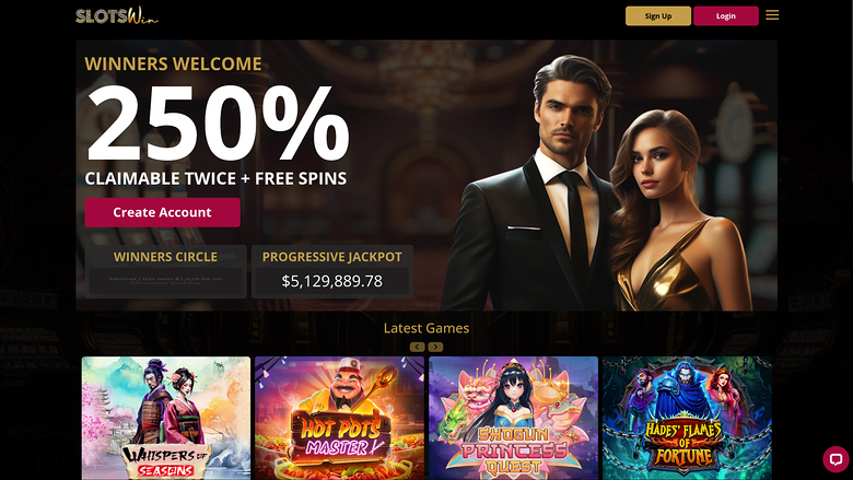 Homepage desktop di SlotsWin Casino