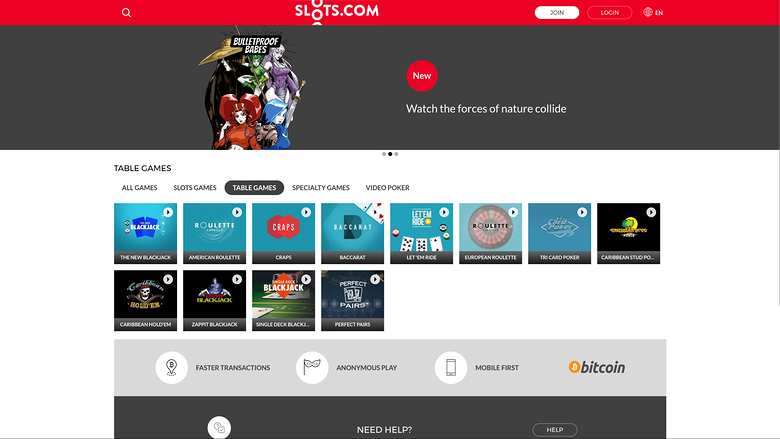 Giochi da tavolo desktop di Slots.com Casino