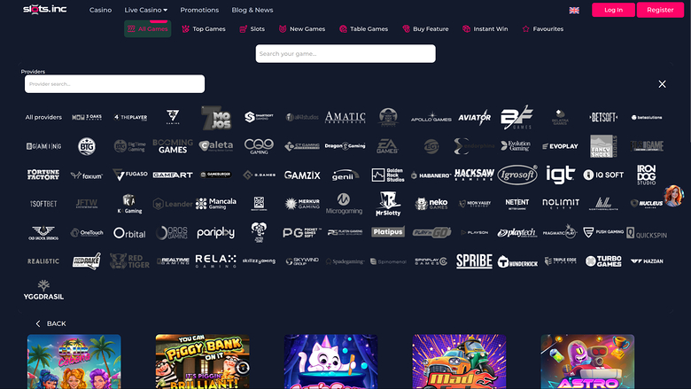 Desarrolladores de juegos de escritorio de Slots.inc Casino