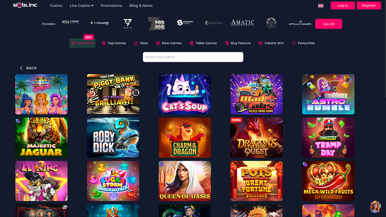 Juegos de escritorio de Slots.inc Casino