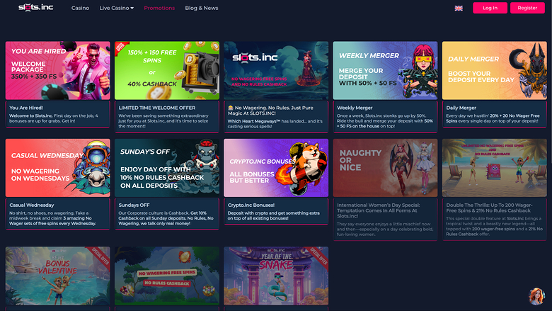 Promociones de escritorio de Slots.inc Casino