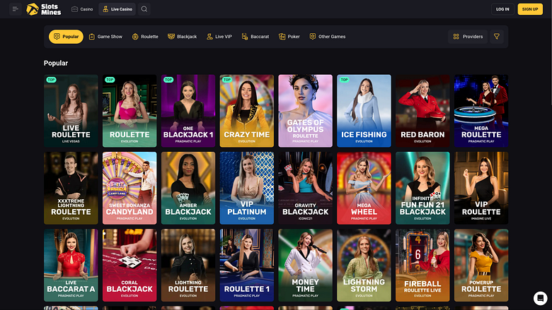 Slotsmines Casino Desktop Live Dealer