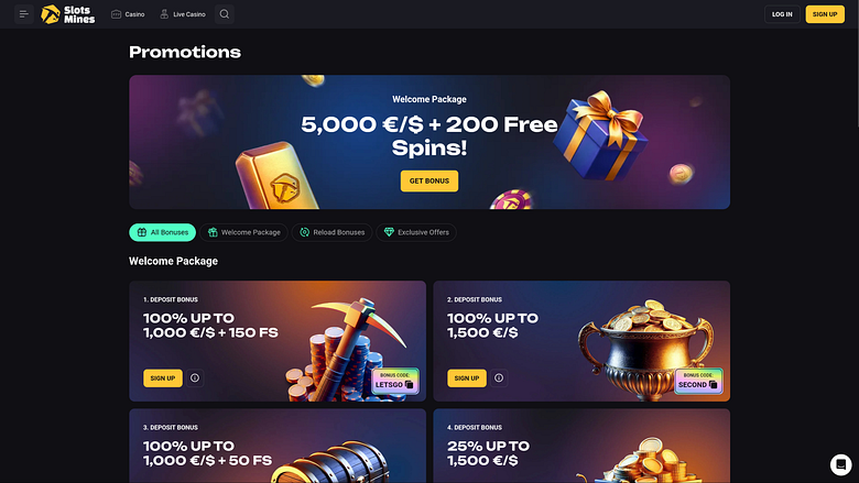 Slotsmines Casino Desktop Promotions