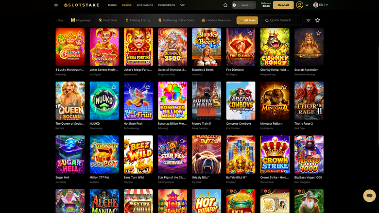 SlotStakes Casino Desktop-Spiele