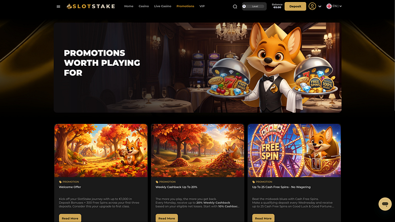 SlotStake Casino Desktop-Aktionen