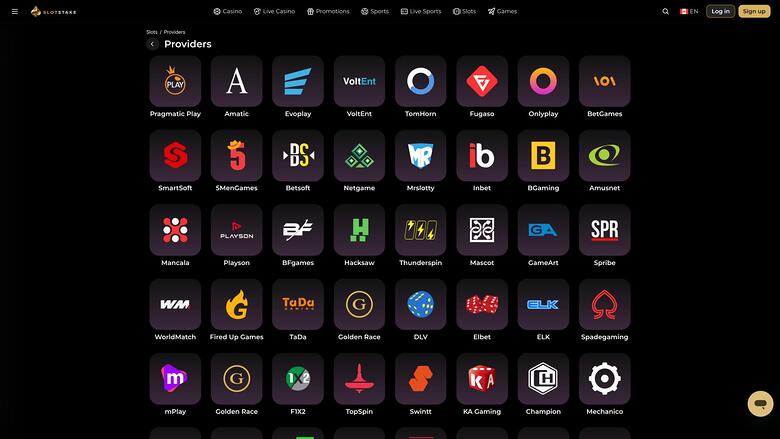 Page des développeurs de jeux de casino SlotStake