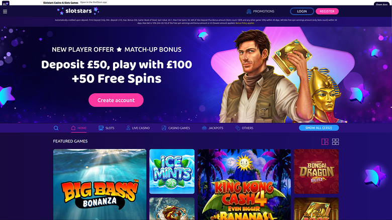 SlotStars Casino Desktop-Startseite