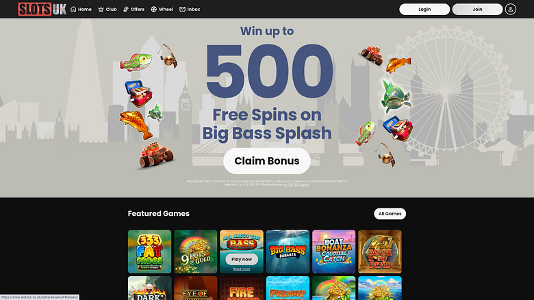 SlotsUK Casino Desktop-Startseite