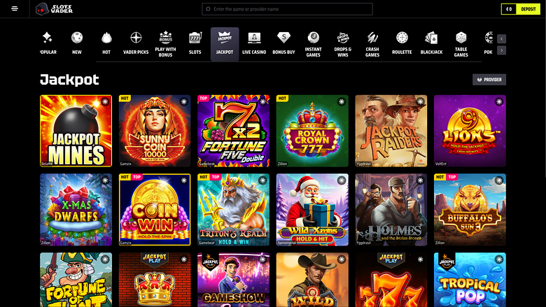 Jackpot de bureau du casino SlotsVader