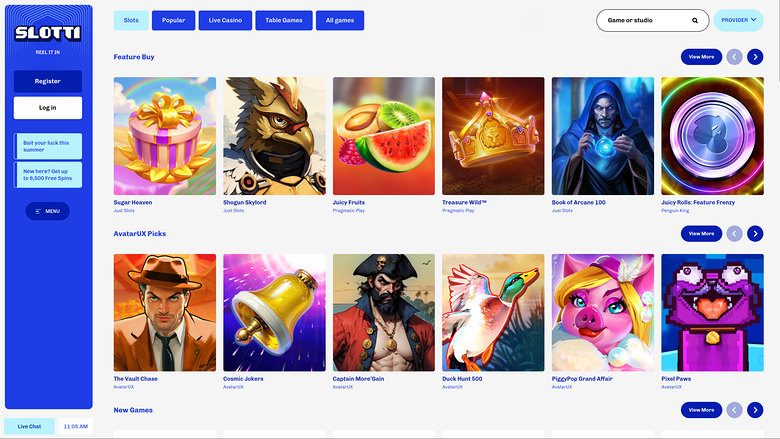 Juegos de escritorio de Slotti Casino