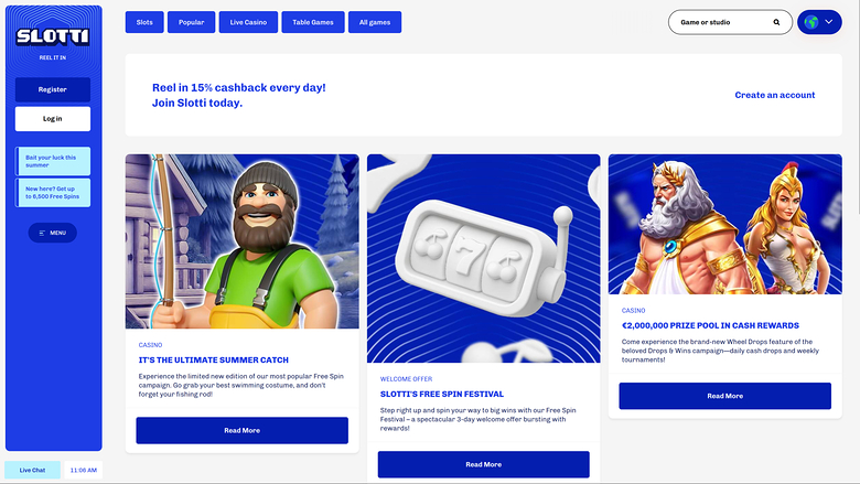 Promociones de escritorio de Slotti Casino