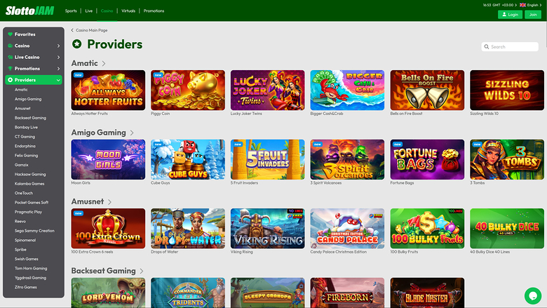 Développeurs de jeux de bureau de SlottoJam Casino