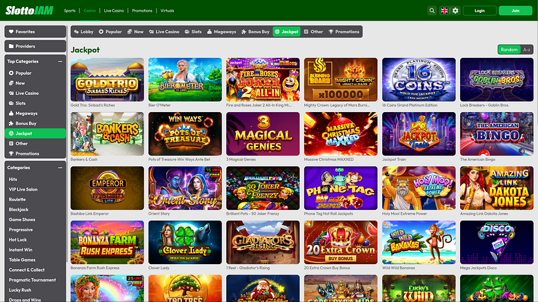 Jackpot de bureau du casino SlottoJam