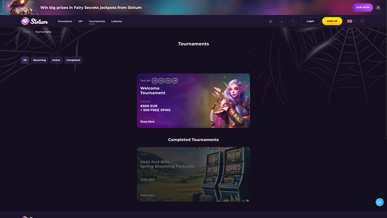 Турниры Slotum Casino для компьютера