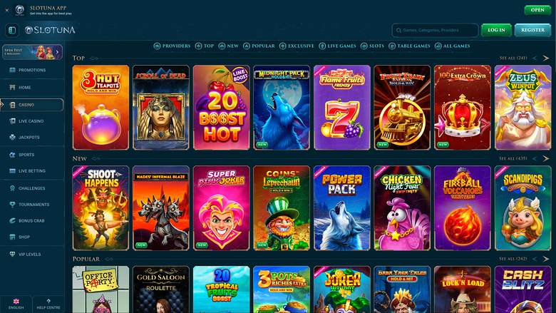 Jeux sur bureau de Slotuna Casino