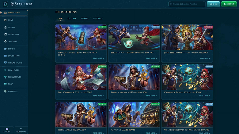 Slotuna Casino Desktop Promotions