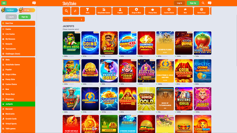 Jackpot desktop di SlotyStake Casino