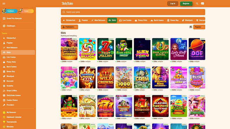 SlotyStake Casino Desktop-Spiele