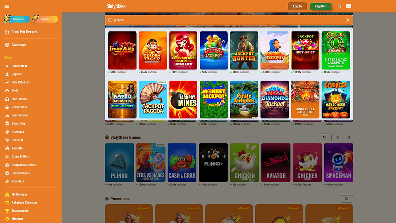 SlotyStake Casino Desktop Jackpot