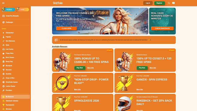 SlotyStake Casino Desktop-Aktionen