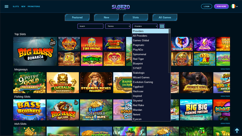 Développeurs de jeux de bureau de Slotzo Casino