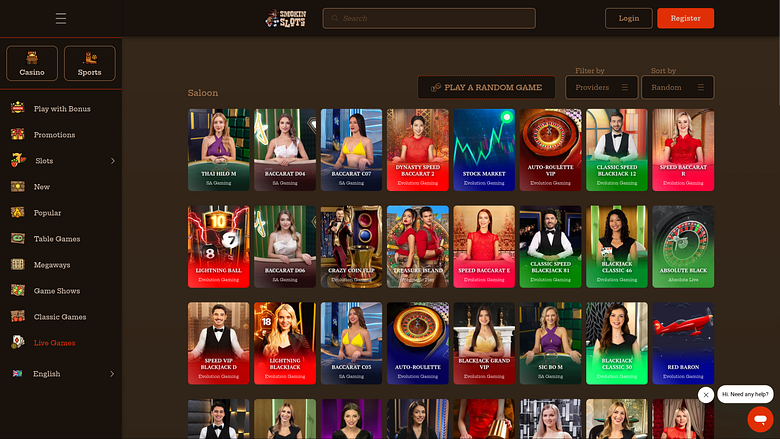 Smokin Slots Casino Desktop Live Dealer