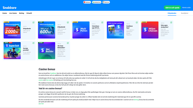 Promotions sur ordinateur de Snabbare Casino