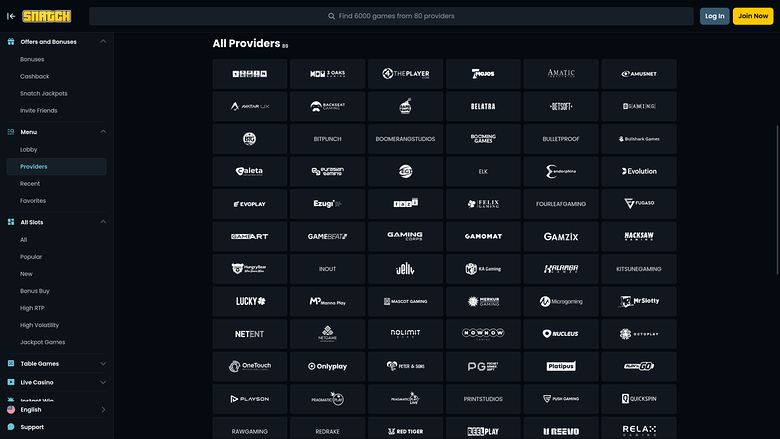 Snatch Casino Desktop Game Developers