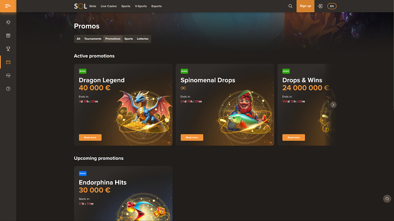 Promotions sur bureau de Sol Casino