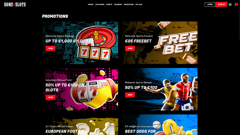 Promotions de bureau de Sons of Slots Casino