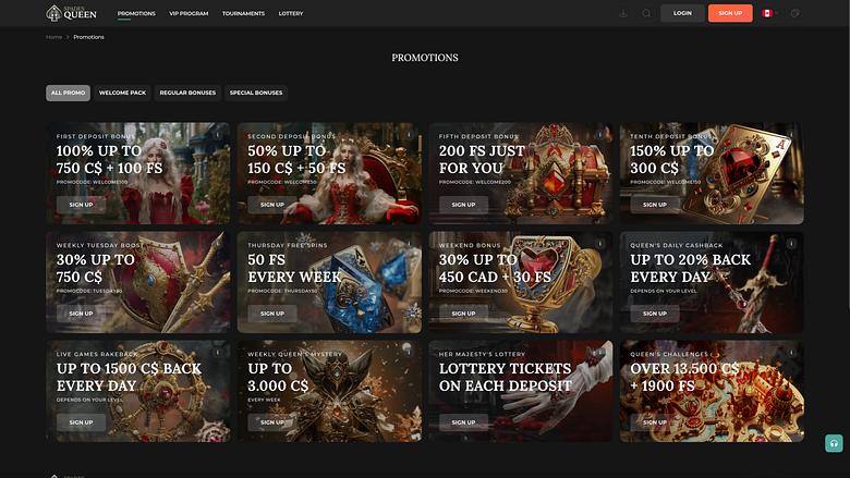 Spades Queen Casino Desktop Promotions